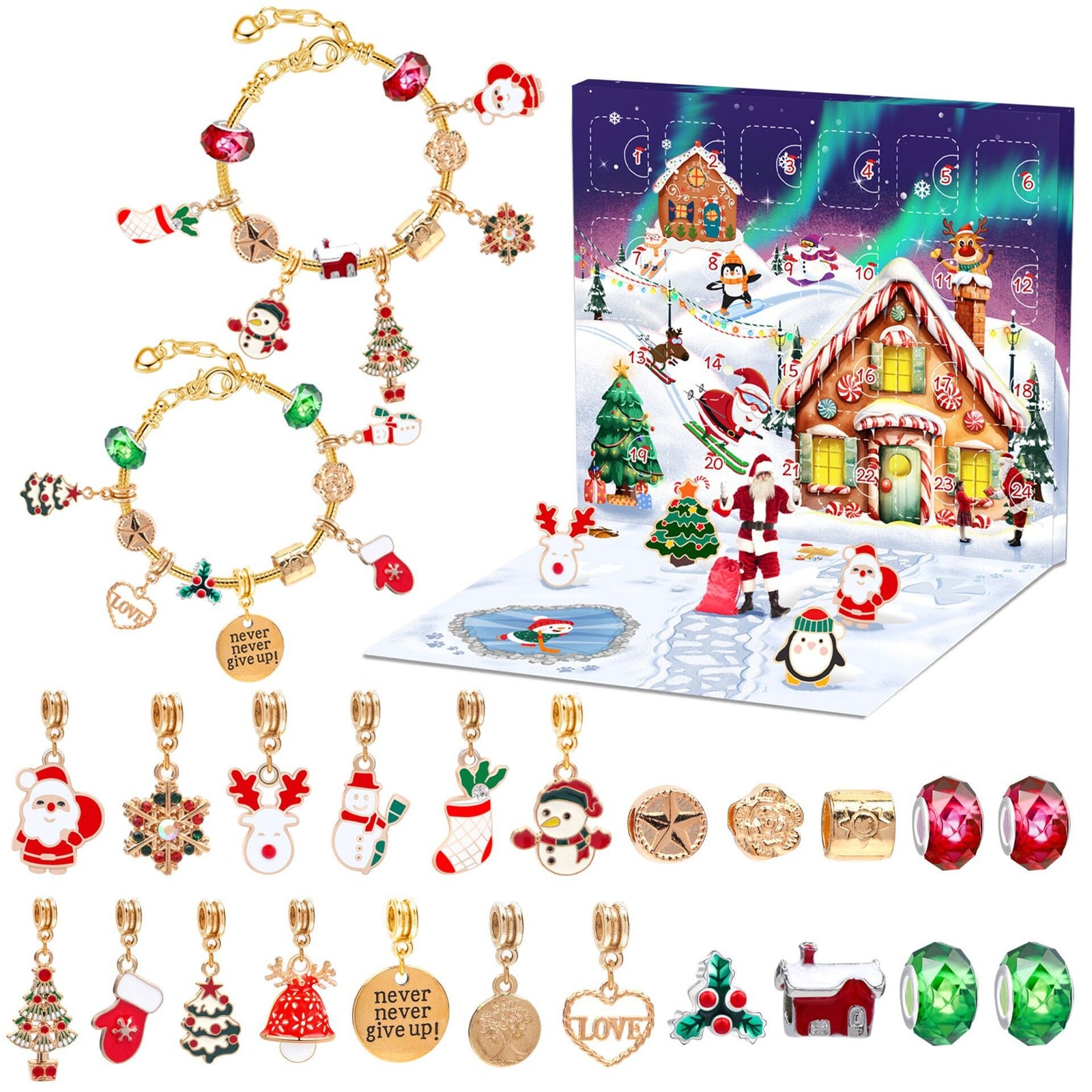Christmas DIY Jewelry & Craft Advent Calendar(M-25,20*17*1.3cm)