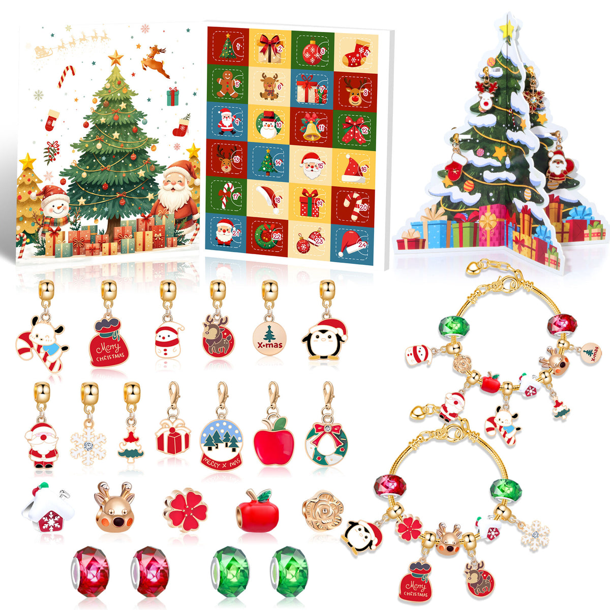 Christmas DIY Jewelry &amp; Craft Advent Calendar(M-29,20*17*1.3cm)