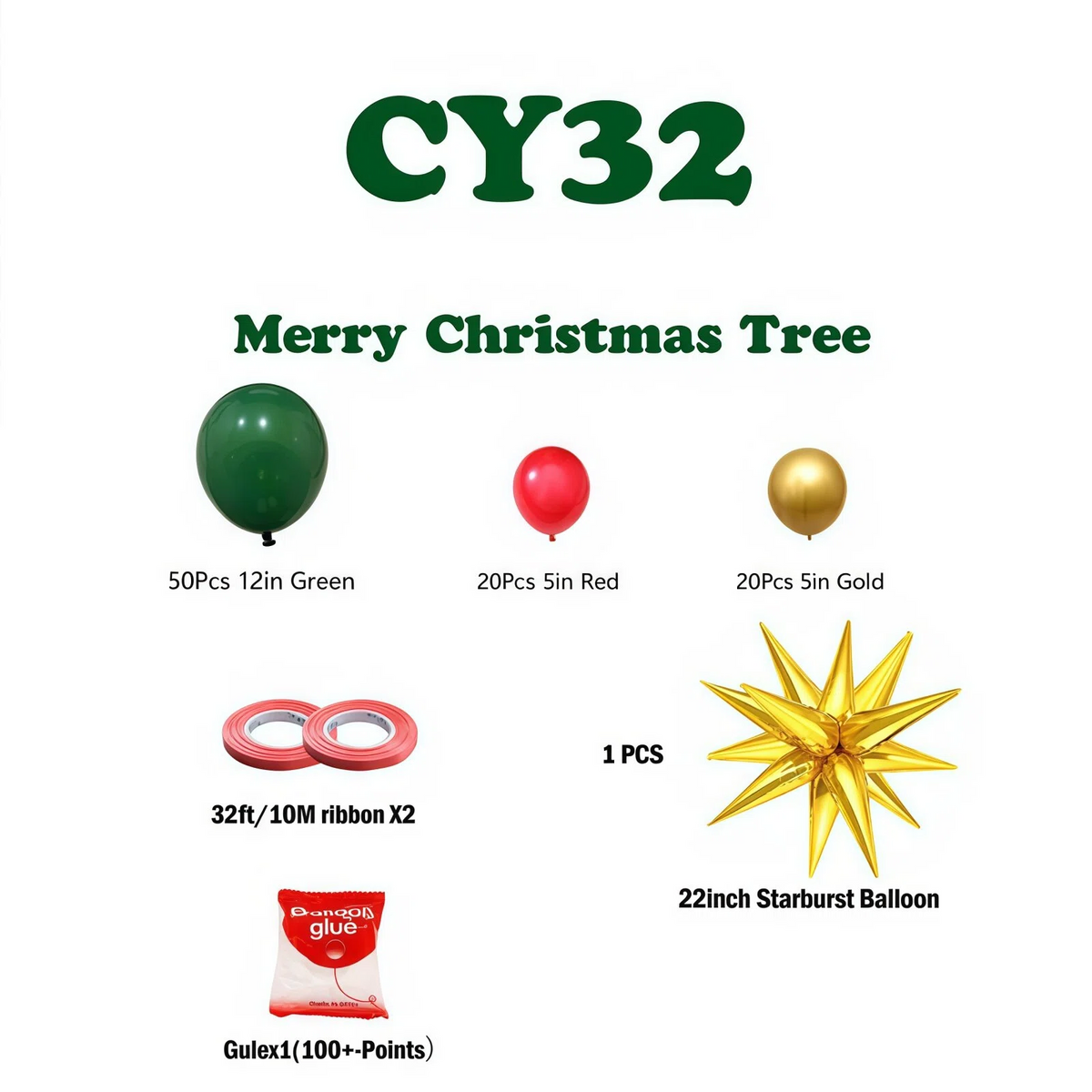 Christmas Balloon Arch + Tree Kit: Candy Cane/Star Foil Décor