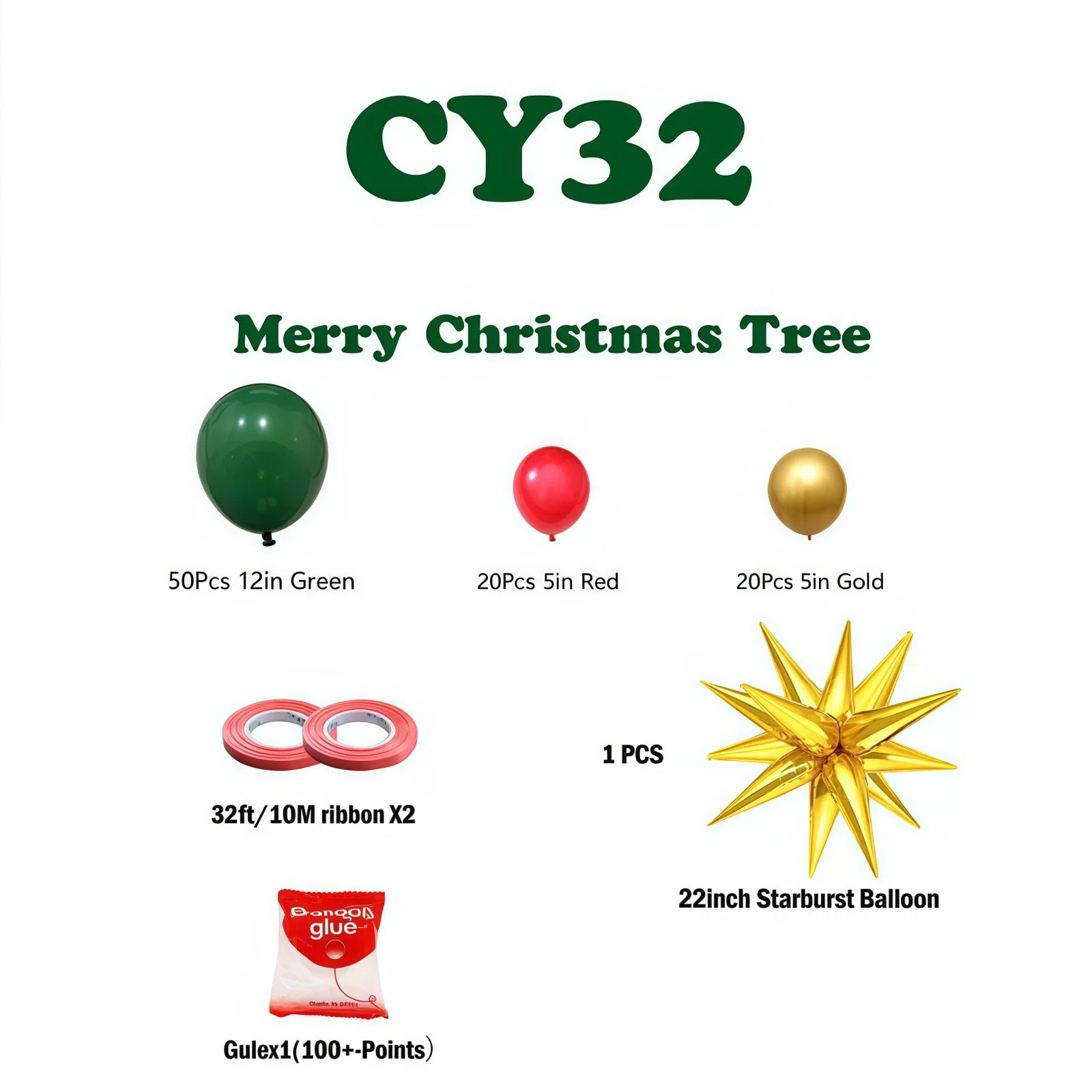 Christmas Balloon 2-Pack Combo: Latex & Foil Holiday Decor | Arch & Tree Sets for 2025 Christmas