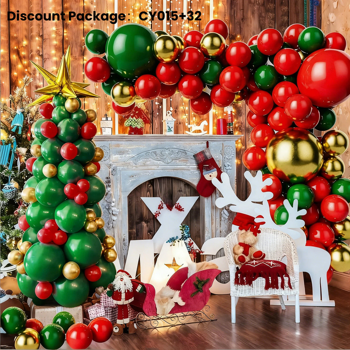 Christmas Balloon 2-Pack Combo: Latex &amp; Foil Holiday Decor | Arch &amp; Tree Sets for 2025 Christmas