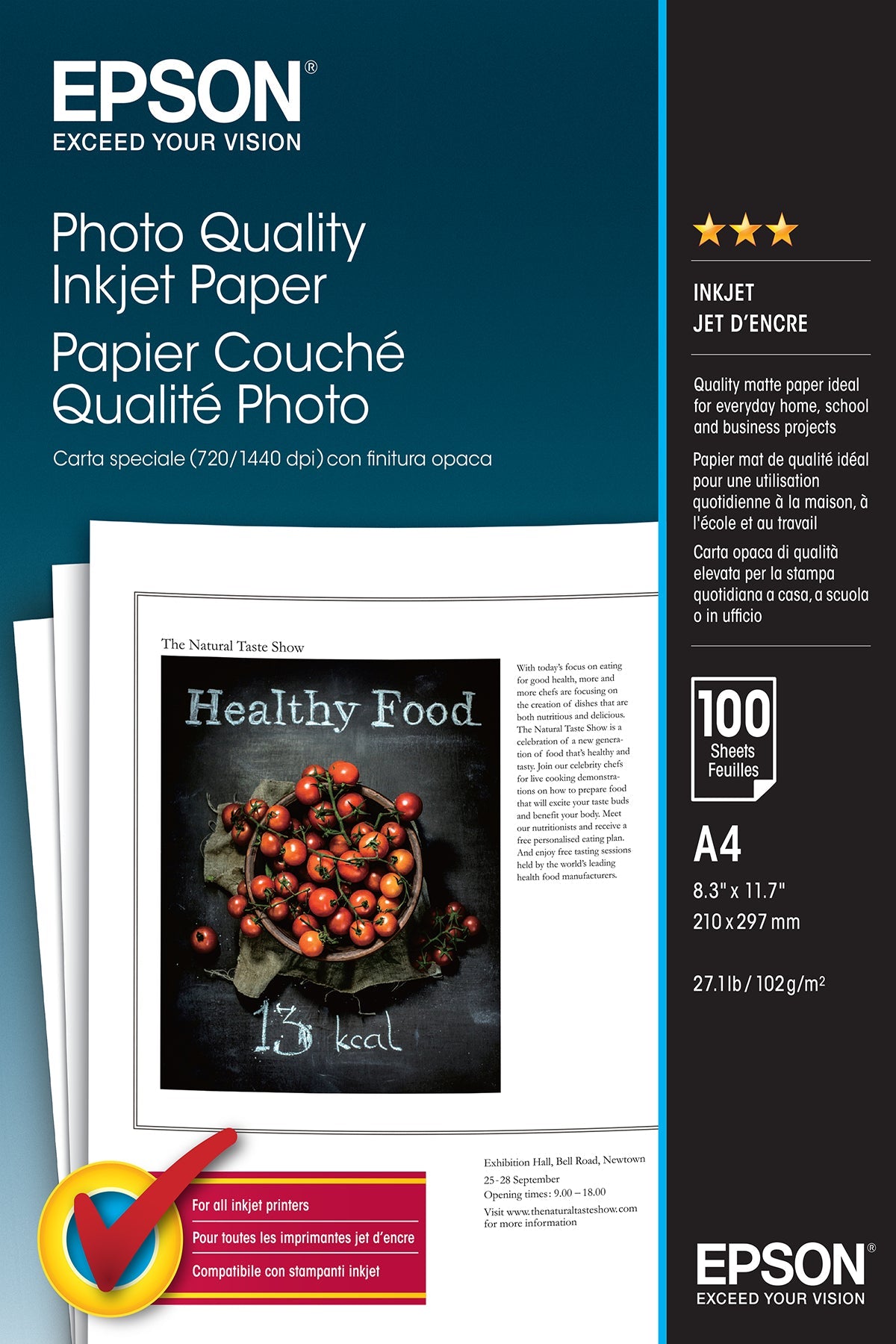 Epson Photo Quality Inkjet Paper - A4 - 100 Sheets