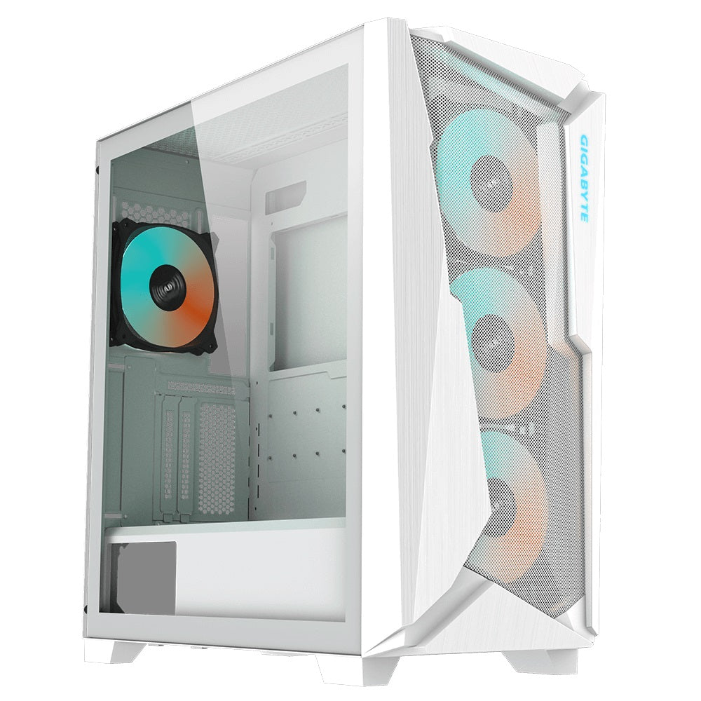 Gigabyte C301 RGB Tempered Glass E-ATX White Mid Tower Gaming Chassis  2x3.5&#39; 2x2.5&#39; 2xUSB3.0 Detachable Dust Filter Liquid Cooling PSU Standard ATX