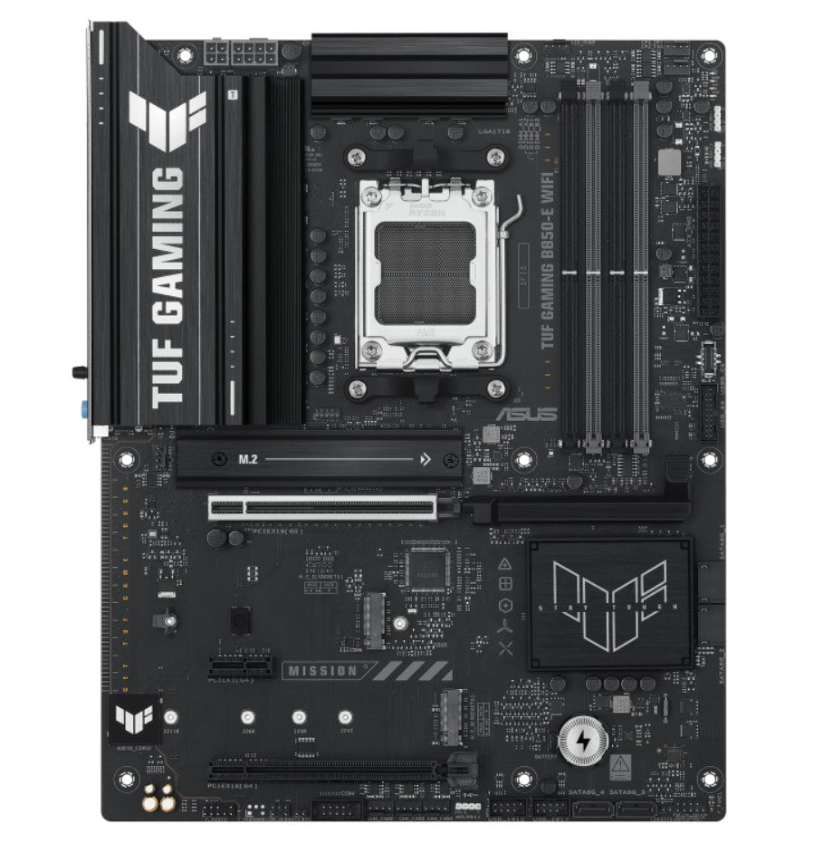 ASUS AMD B850 TUF GAMING B850-E WIFI (AM5)  ATX Motherboard 4x DDR5 256B, 1x PCIe 5.0 x16 slot, 3 x M.2 slots, 4 x SATA, Wi-Fi 6E, Realtek 2.5Gb