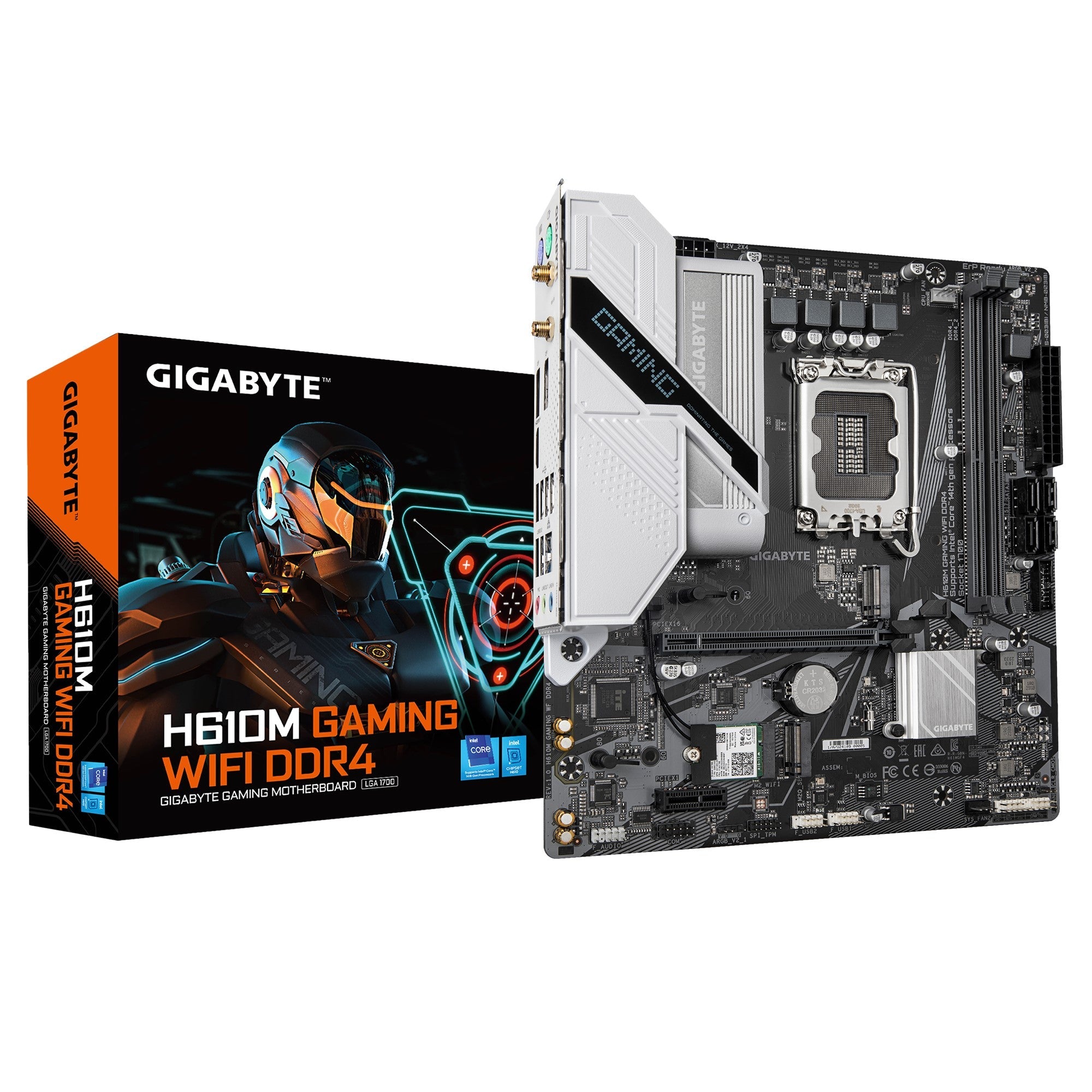 Gigabyte H610M GAMING WF DDR4, Intel H610, 2 x DDR4 up to 64 GB, 1 x HDMI , 1 x PCI Express x16, 1 x PCI Express x1, 2 x M.2, 4 x SATA, 4 x USB 3.2