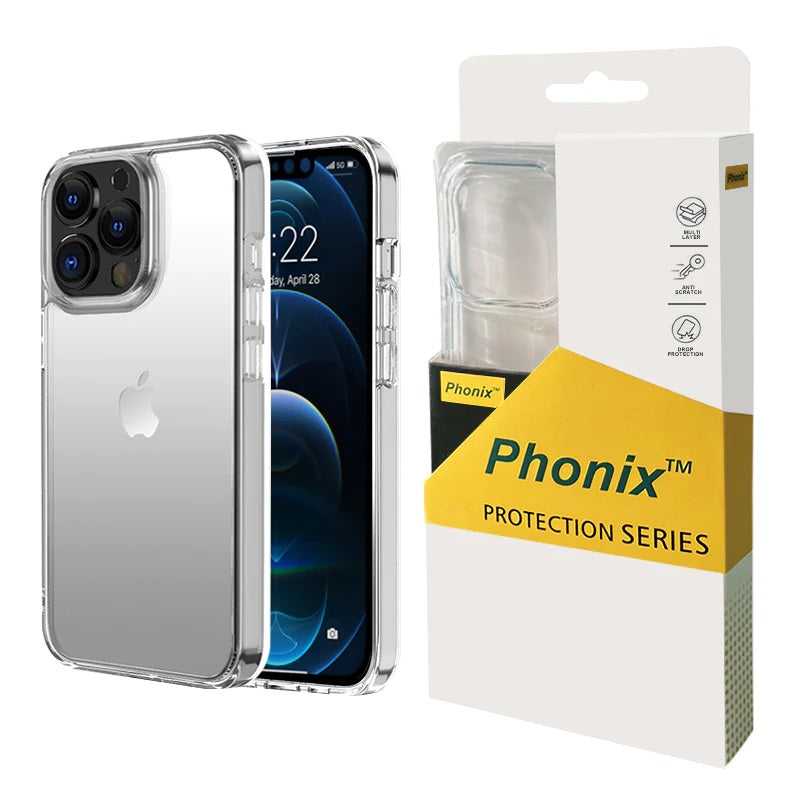 Phonix Apple iPhone 12 / iPhone 12 Pro Clear Rock Hard Case - Shockproof, Ultra-thin, lightweight, Non-slip, Crystal Clear, 10 Years Warranty