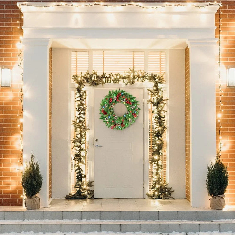 Pre-Lit Christmas Wreath With Led Lights