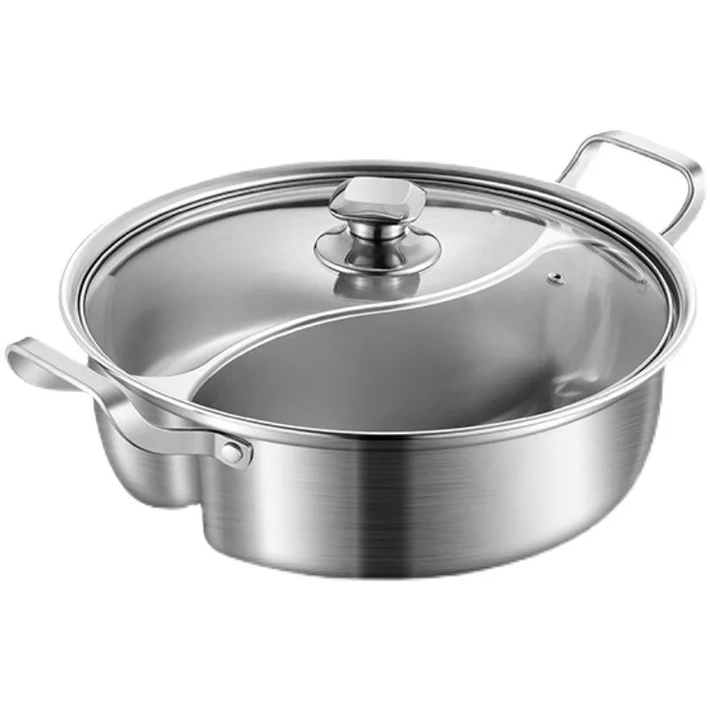 32cm 316 Stainless Steel Twin Divided Hot Pot Silver