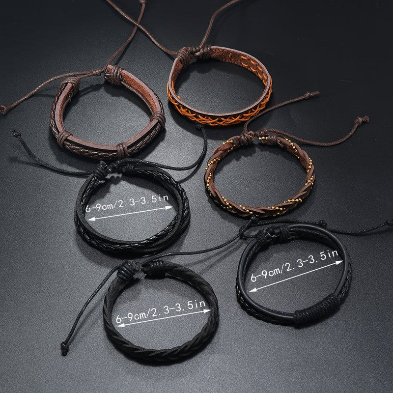 Men's Vintage PU Leather Bracelet Set (36pcs)