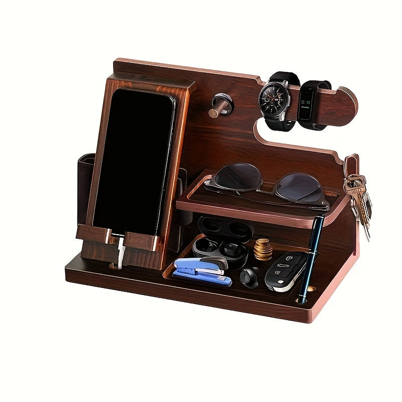 Wooden Desk Organizer Phone Docking Station Stand