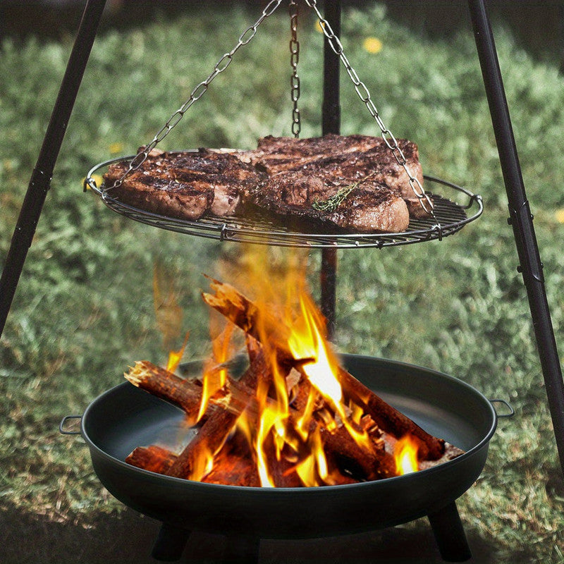 Outdoor Metal Fire Pit Bowl with Handles &amp; Legs