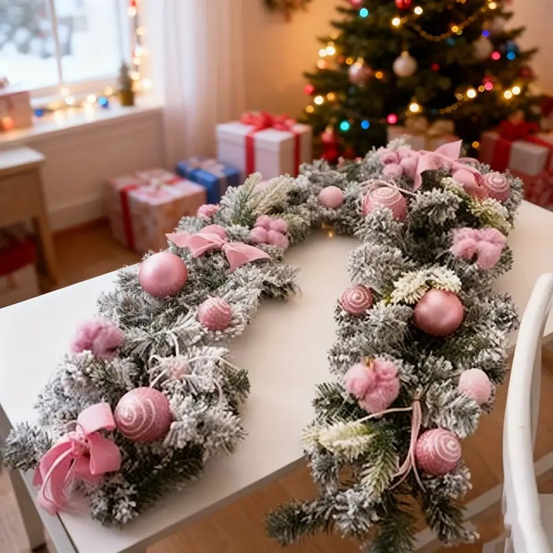Artificial Christmas Wreath Pink Garland