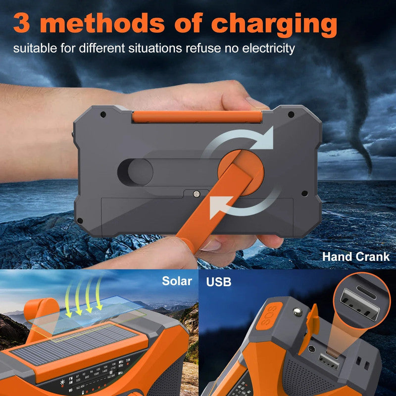 Emergency Hand Crank Solar Radio Orange