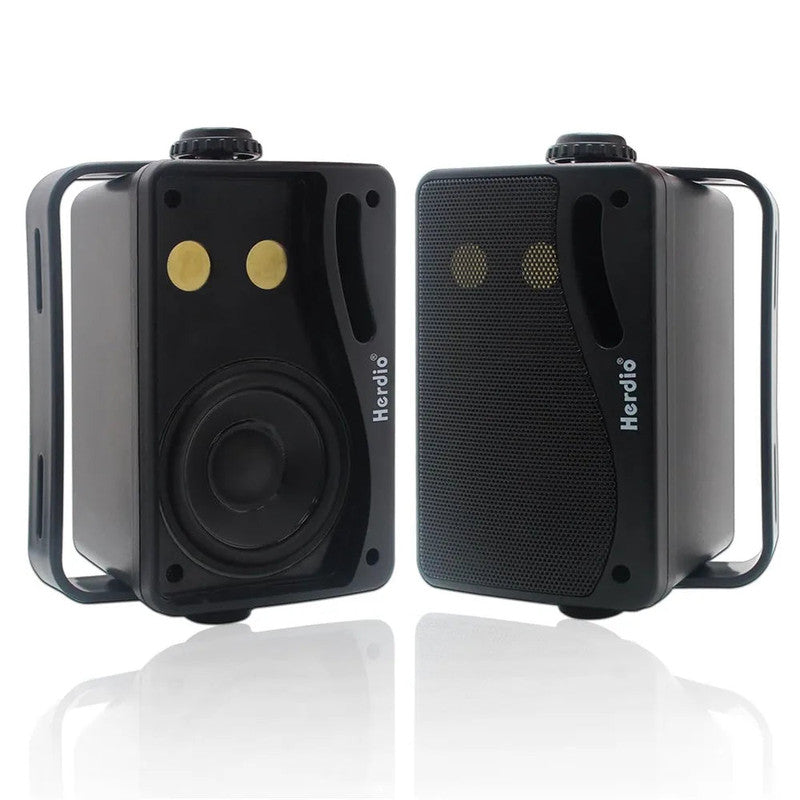 3-Way Waterproof Wall Mount Speakers Black