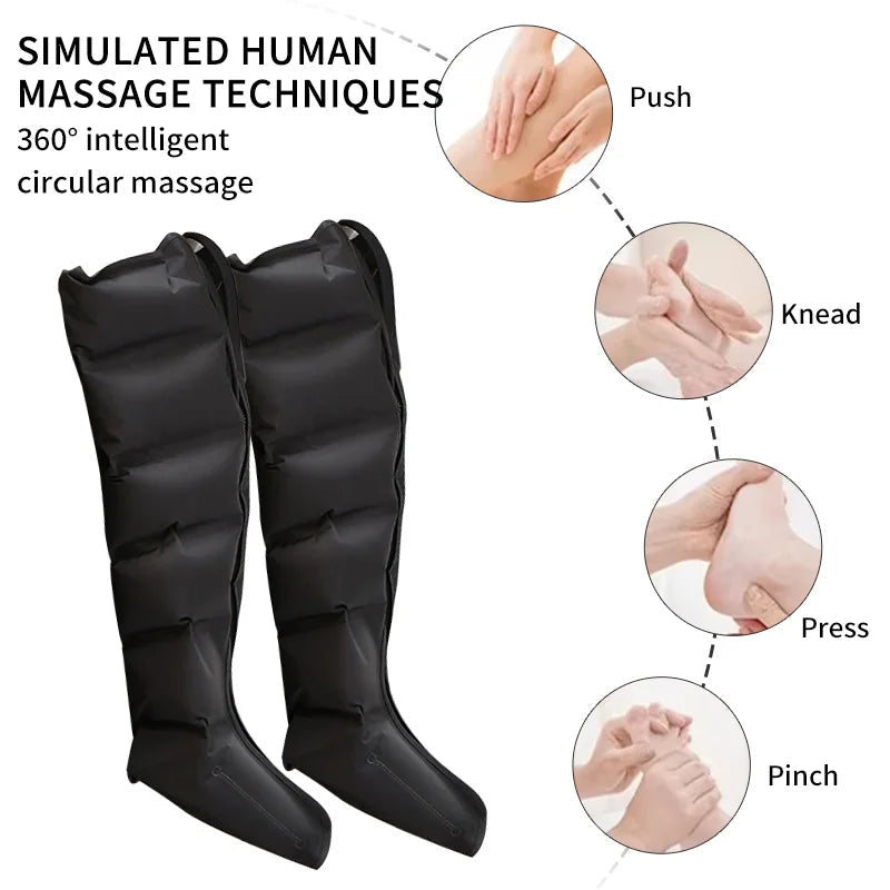 360 Air Pressure Leg Massager Boots with Remote Black