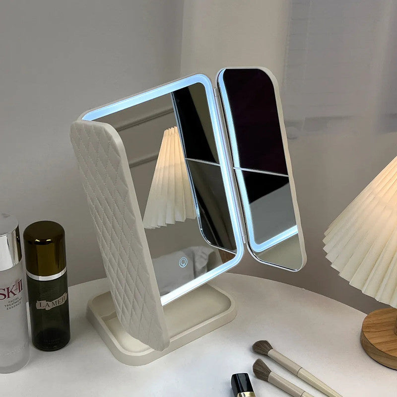 Trifold LED Makeup Mirror Beauty Lights