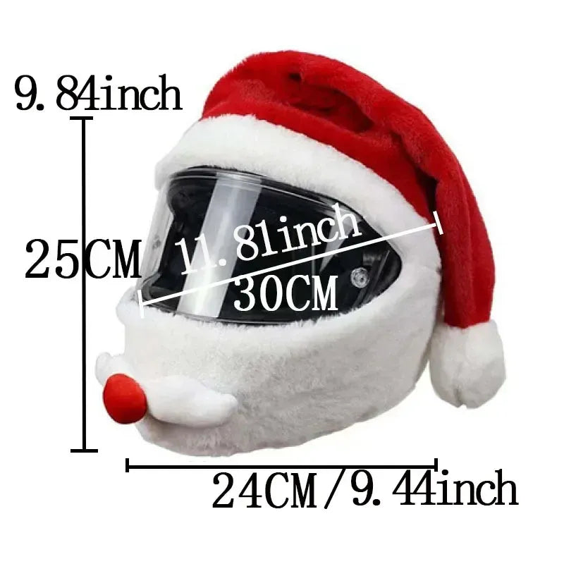 Trendbay Santa Claus Plush Motorcycle Helmet Cover Red Christmas Decor