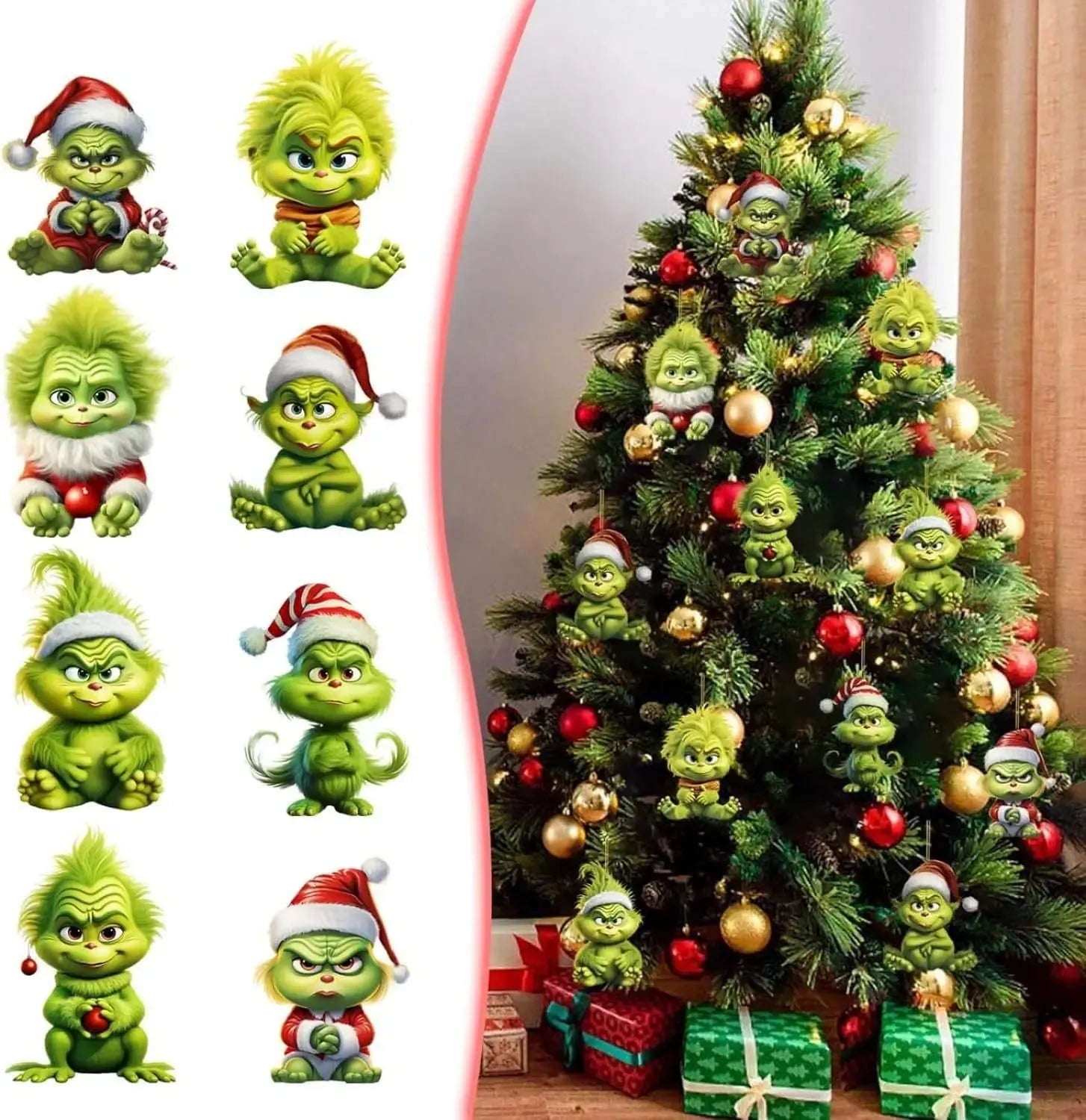 Trendbay 10pcs Whimsical Green Christmas Tree Ornaments