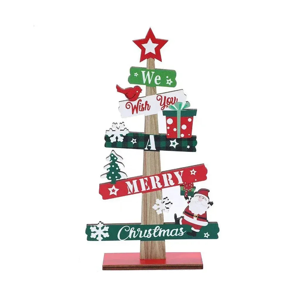 Runto Wooden Christmas Tree Ornament for Desk Decor