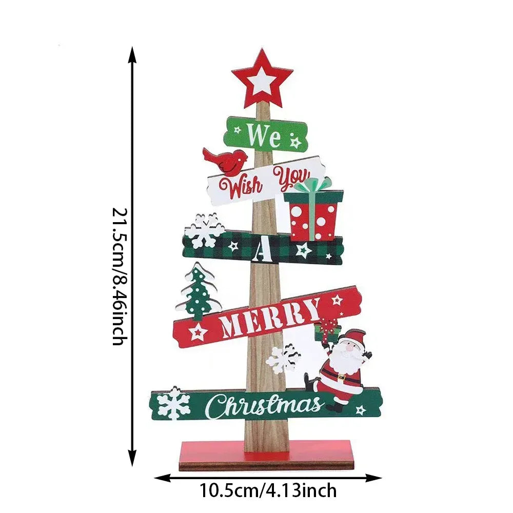 Runto Wooden Christmas Tree Ornament for Desk Decor
