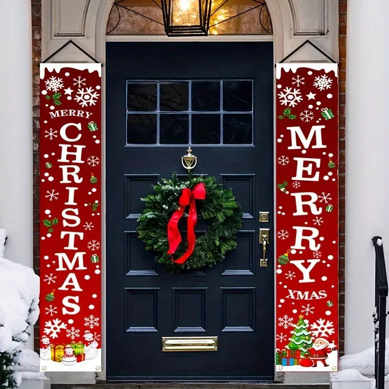 Trendbay \2D Christmas Door Banner Festive Front Porch Sign
