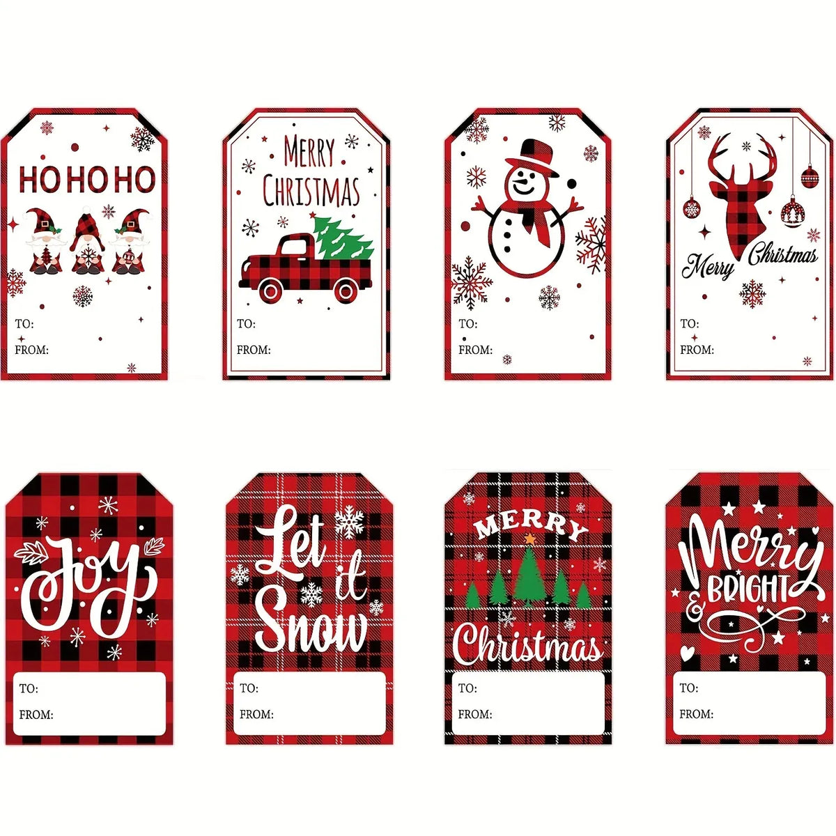 Trendbay Christmas Gift Tags 20pcs Red Plaid Paper Labels