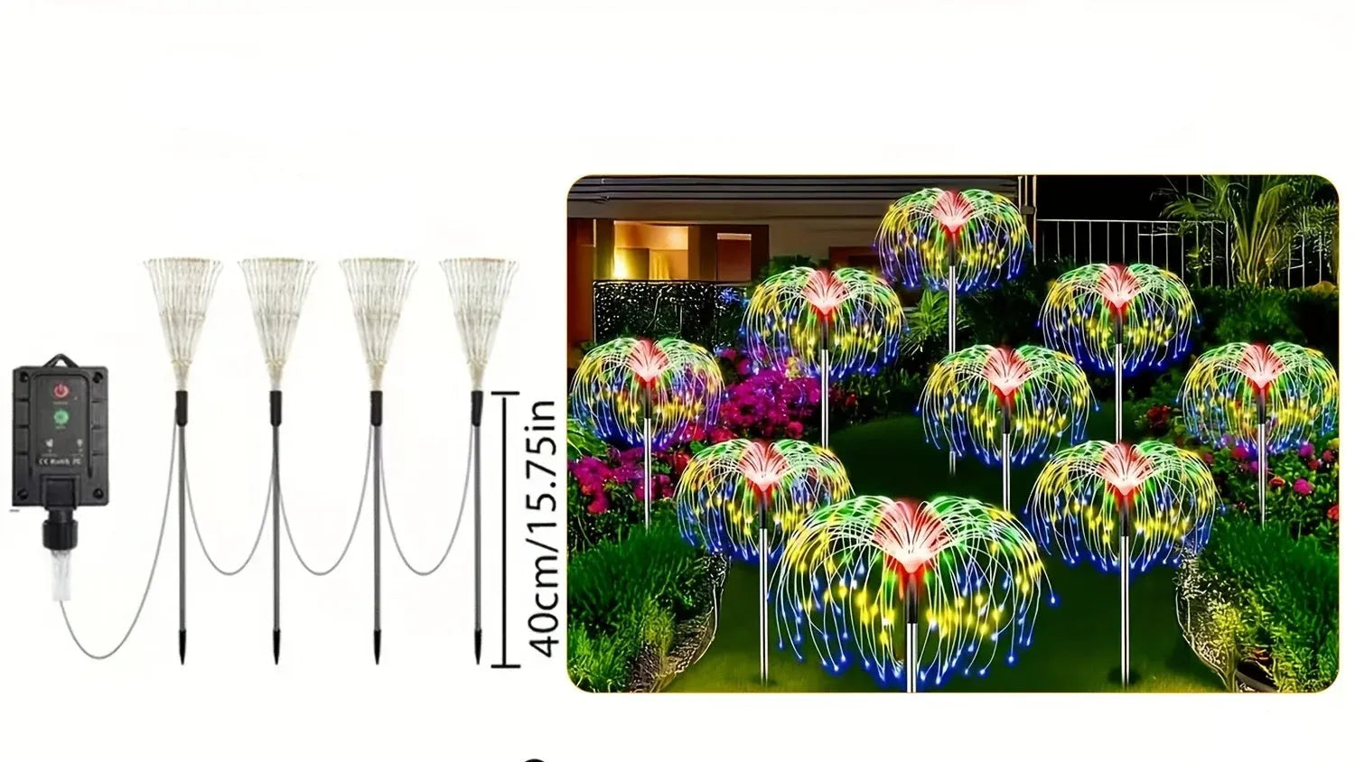 4Pack Solar Firework String Lights 360 Colorful LEDs