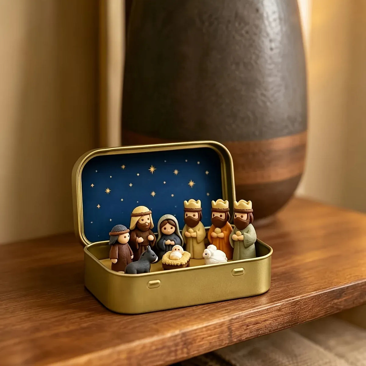 Handcrafted Mini Christmas Nativity Scene Set