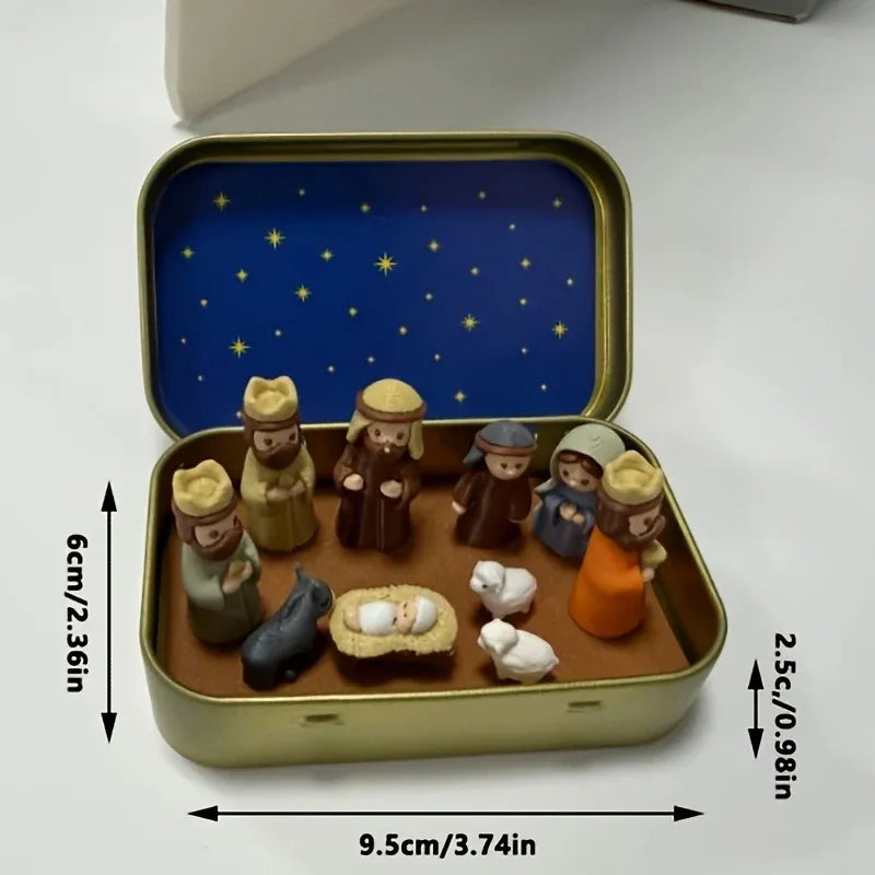 Handcrafted Mini Christmas Nativity Scene Set
