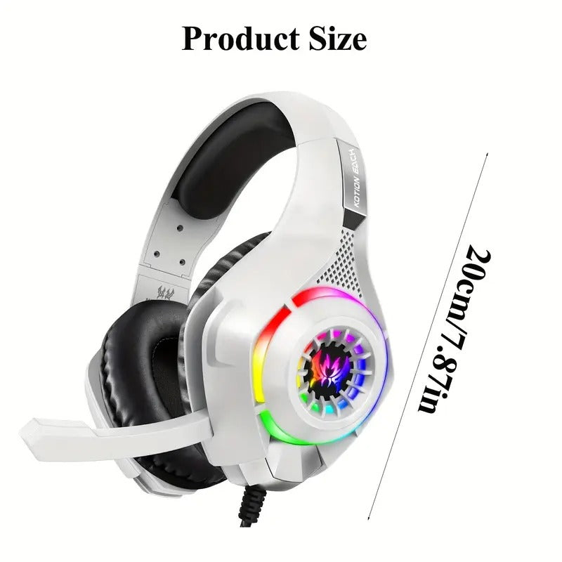 Gaming Headset with Mic, LED Light &amp; Surround Bass