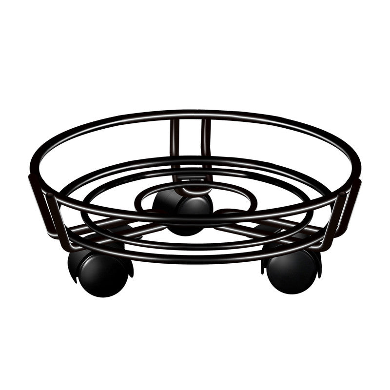 Movable Iron Potted Plant Stand for Home Garden Decoration-Black
