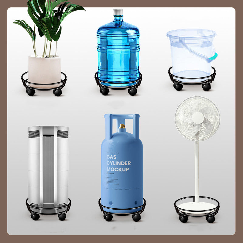 Movable Iron Potted Plant Stand for Home Garden Decoration-Black