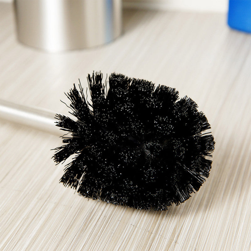 Long-Handled Toilet Brush With Glass Inner Liner For Bathroom Toilet Cleaning-Silver