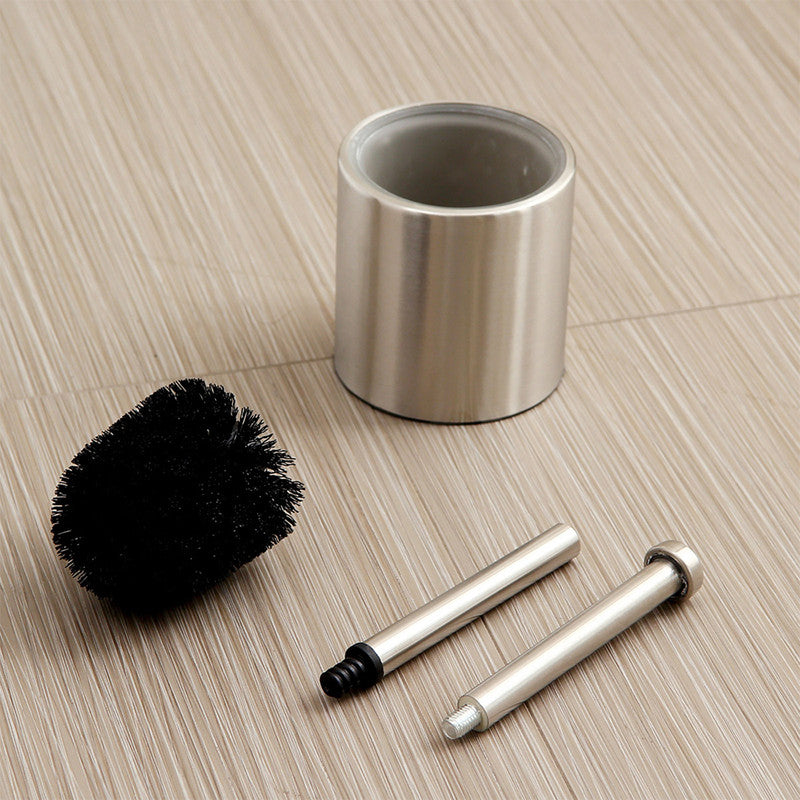 Long-Handled Toilet Brush With Glass Inner Liner For Bathroom Toilet Cleaning-Silver