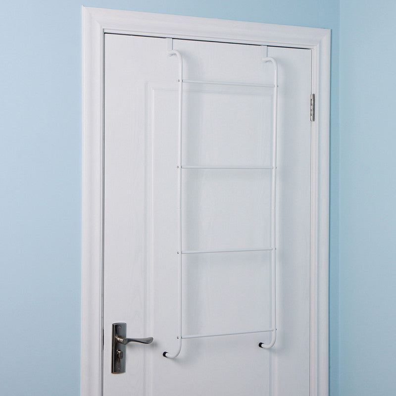 Over The Door Towel Rack Metal Behind Door Hanger for Bathroom Bedroom-White