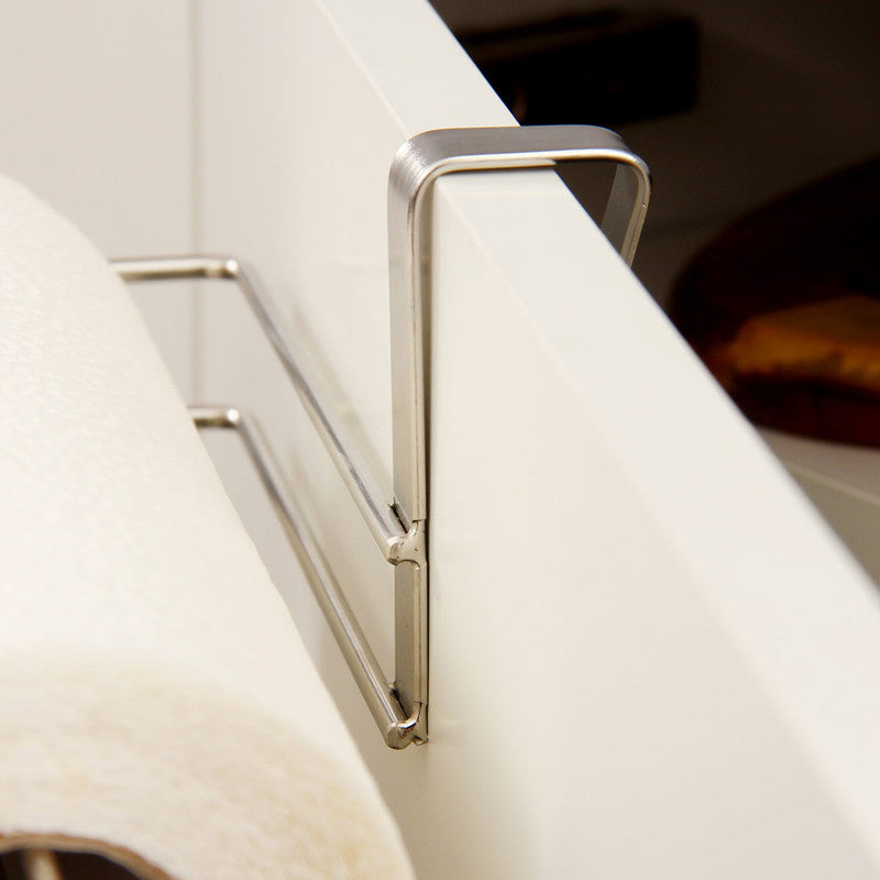 Stainless Steel No-punch Roll Paper Rack for Kitchen Cabinet Cling Film Storage Rack-Silver