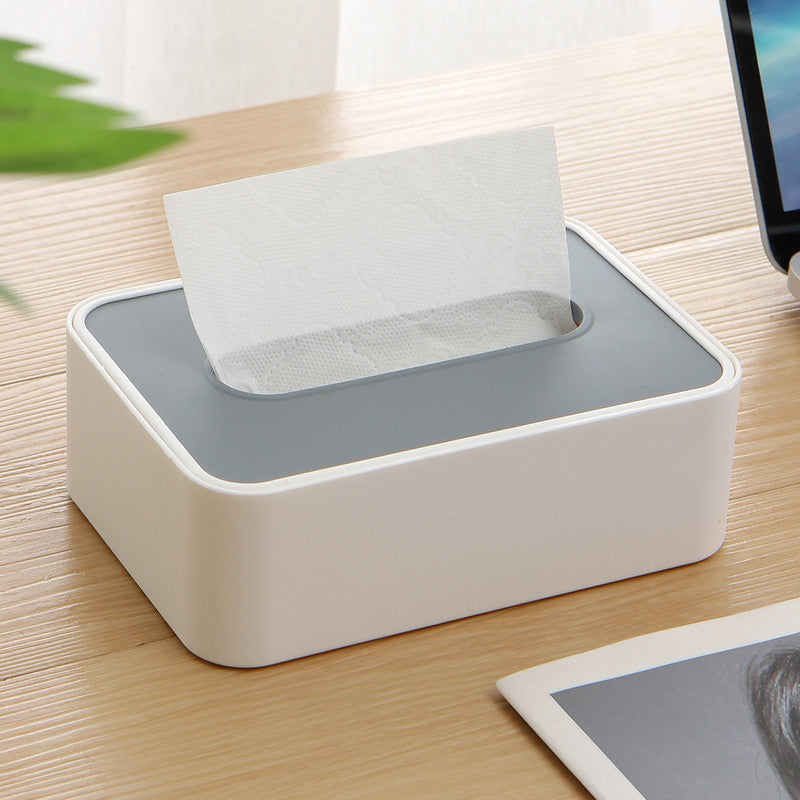Desktop Tissue Box Height-Adjustable Storage Box for Home Living Room And Dining Room-White