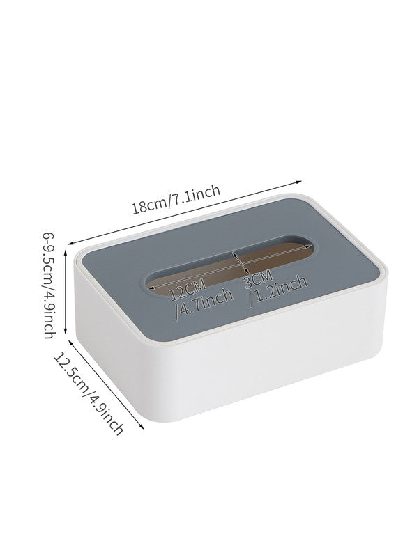 Desktop Tissue Box Height-Adjustable Storage Box for Home Living Room And Dining Room-White
