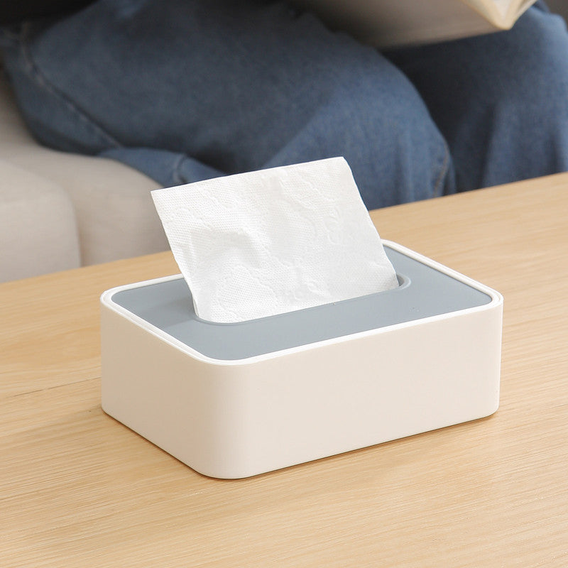Desktop Tissue Box Height-Adjustable Storage Box for Home Living Room And Dining Room-White