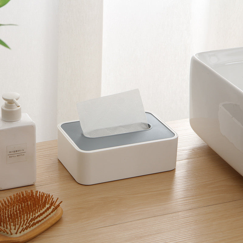 Desktop Tissue Box Height-Adjustable Storage Box for Home Living Room And Dining Room-White