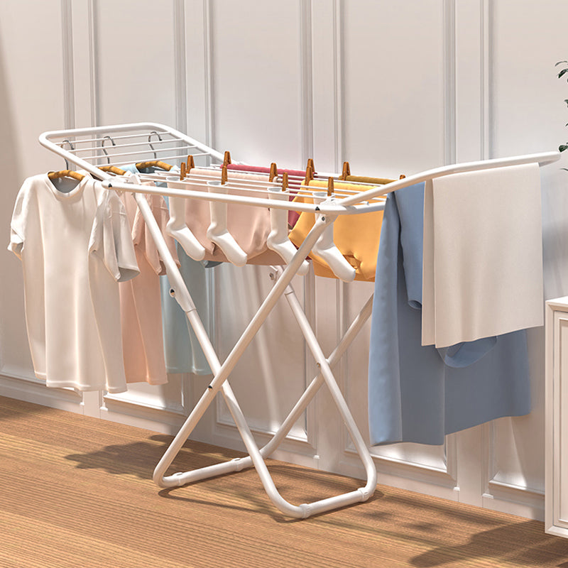 Upgrade Double Wing Floor Folding Drying Rack For Clothes Quilt Towel-White
