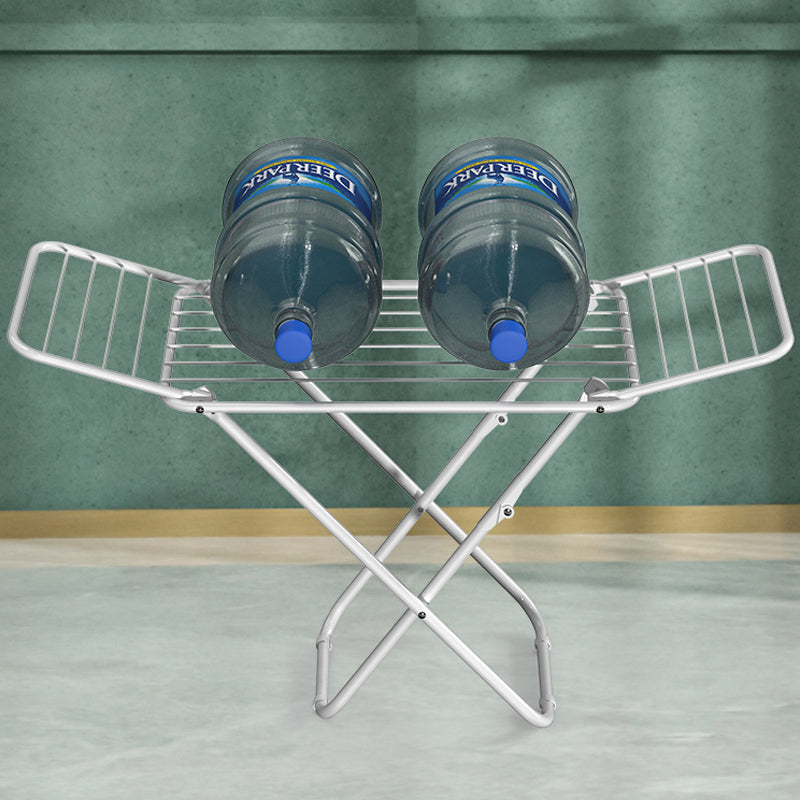 Upgrade Double Wing Floor Folding Drying Rack For Clothes Quilt Towel-White