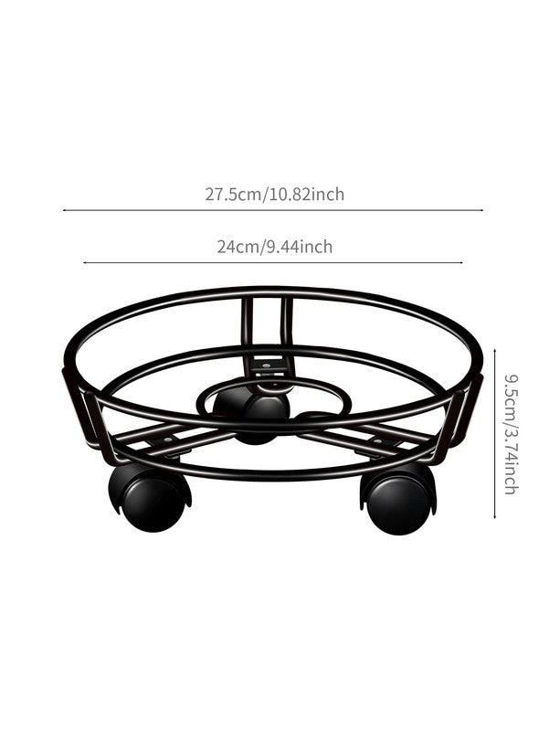 Movable Iron Potted Plant Stand for Home Garden Decoration-Black