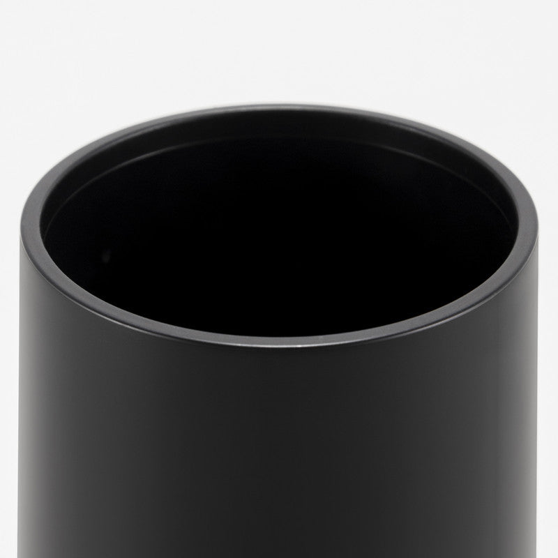 Plastic Toothbrush Cup with Bamboo Base Household Bathroom Essential-Black