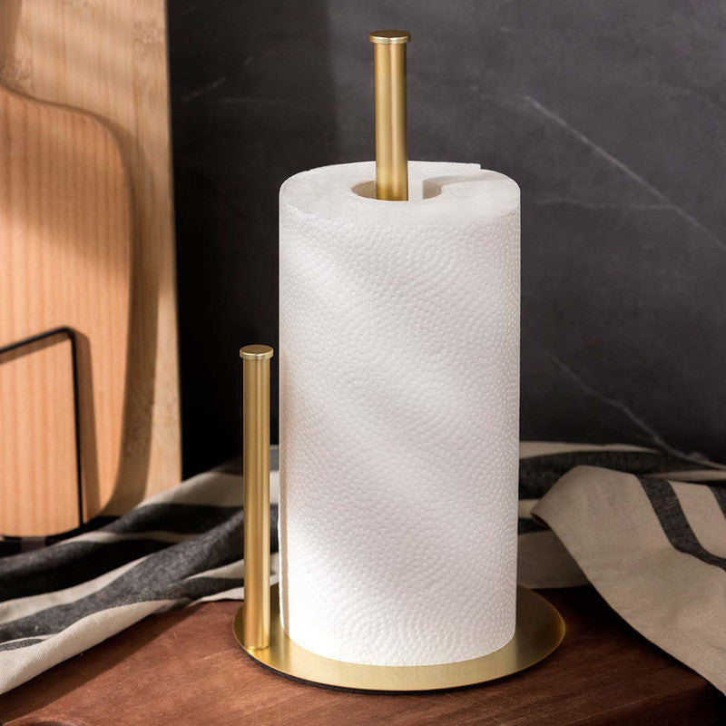 Stainless Steel Double Pole Paper Towel Holder-Gold