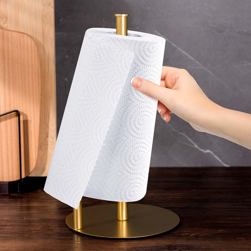 Stainless Steel Double Pole Paper Towel Holder-Gold