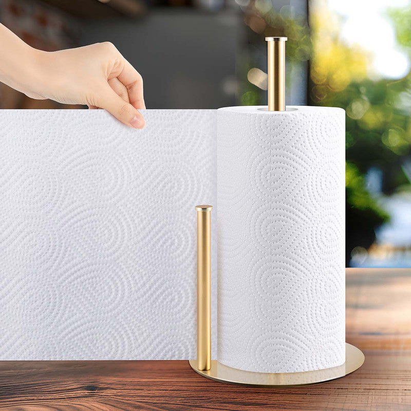 Stainless Steel Double Pole Paper Towel Holder-Gold