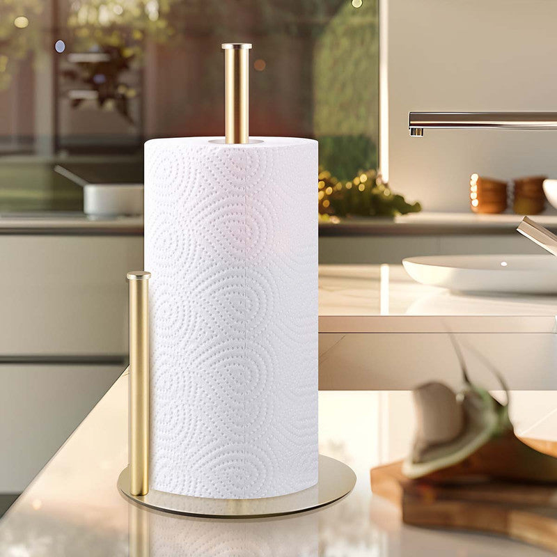 Stainless Steel Double Pole Paper Towel Holder-Gold