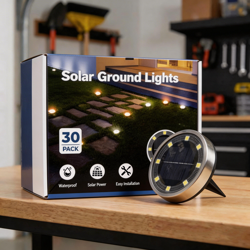 30pcs Solar Ground Lights IP68 Waterproof Warm Light High Brightness Auto On/Off Long Lasting