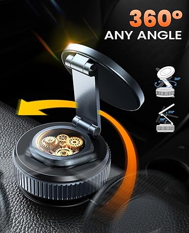 Suction Phone Mount for Car Dashboard/Windshield - 360°Adjustable Magnetic Phone Holder for Car, Foldable Car Phone Holder for iPhone  Series (Carbon Fiber & Aluminum Alloy)